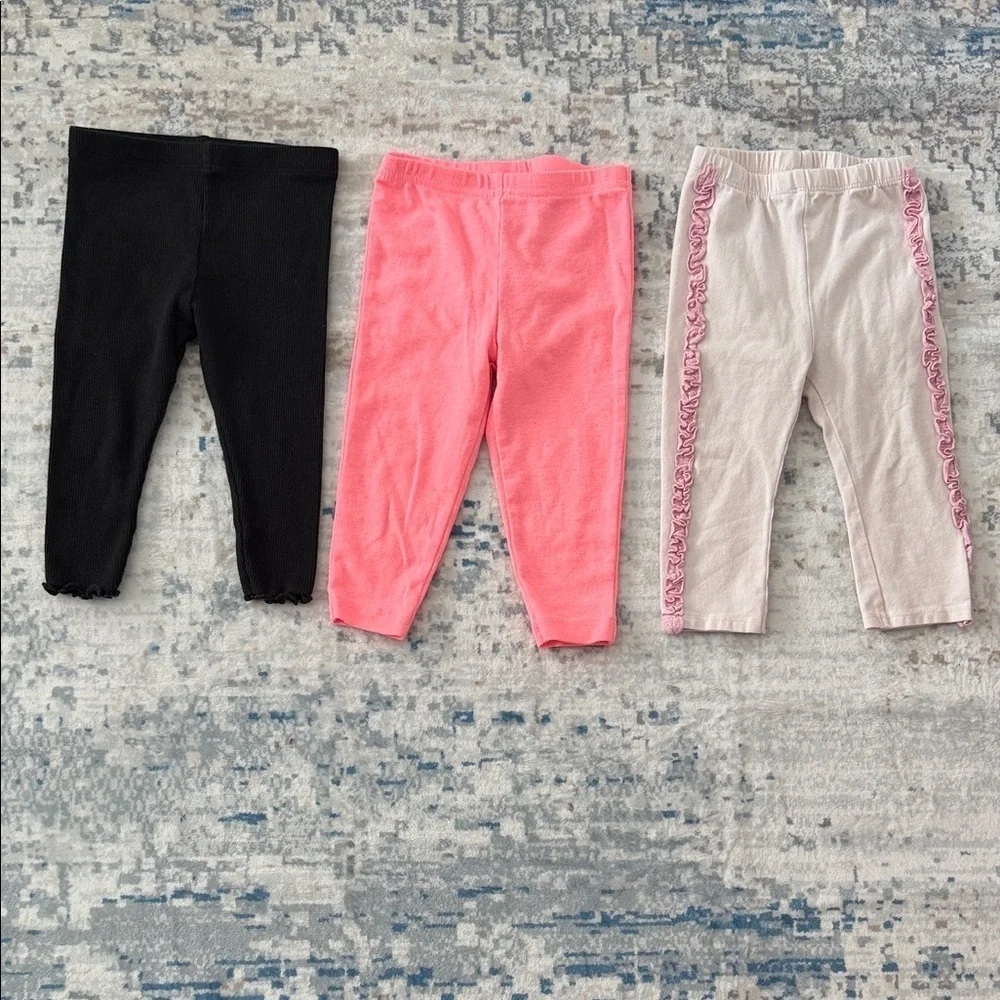 Kids Leggings Set - Black & Pinks